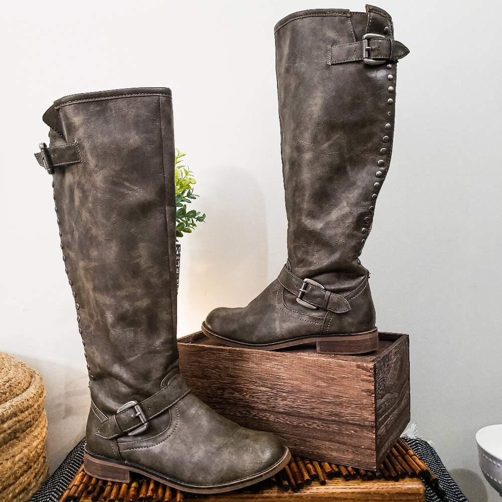 CANDIES BROWN FAUX LEATHER BOOTS CAKINGSLEYSTONE 7